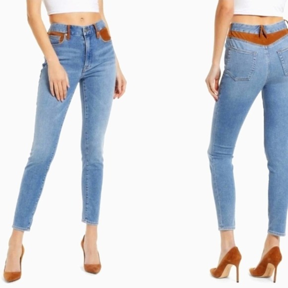 Good American Suede Mix Jeans Size 18 NWT - Picture 2 of 7